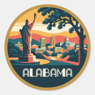 Adesivo Redondo Alabama EUA Birmingham Profundo Sul História 🏛️