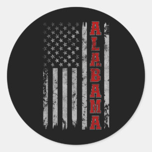 Adesivo Redondo Alabama - Vintage Patriotic Usa Flag Futebol Seas