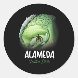 Adesivo Redondo Alameda Estados Unidos Surf Surfboard