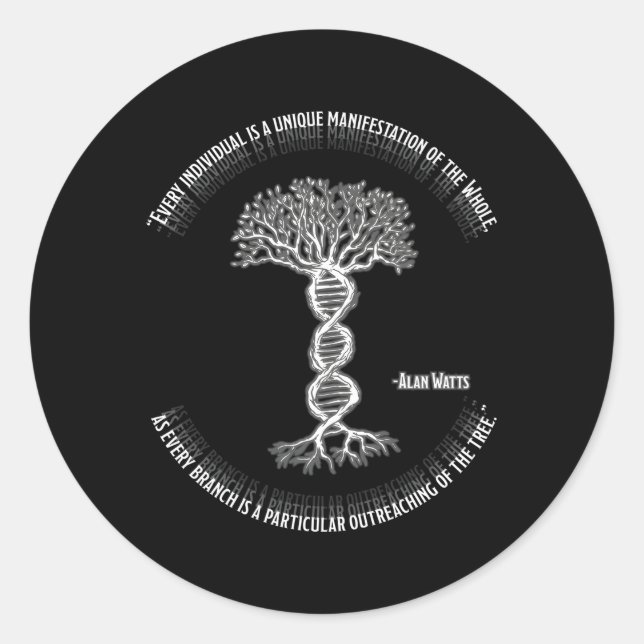 Adesivo Redondo Alan Watts Todo Indivíduo É P De Todo (Frente)