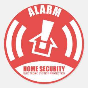 Adesivo Redondo Alarm sticker warning security home