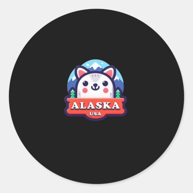 Adesivo Redondo Alasca No Sticker Dos Eua (Frente)