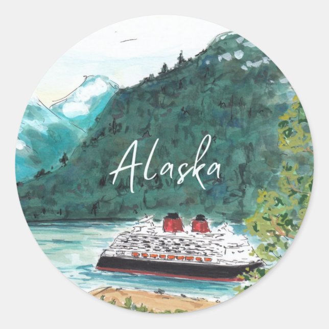 Adesivo Redondo Alaska Cruise Ship (Frente)