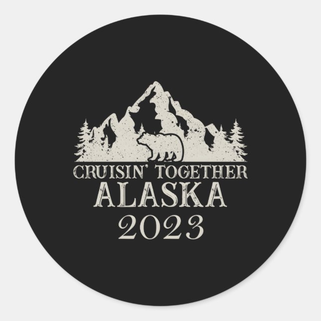Adesivo Redondo Alaska Cruising Juntos 2023 Family Reunion Cruis (Frente)