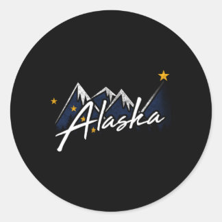 Adesivo Redondo Alaska Flag Mounates Estado em dificuldades