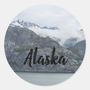 Adesivo Redondo Alaska Rocky Stone Mountain Ocean View
