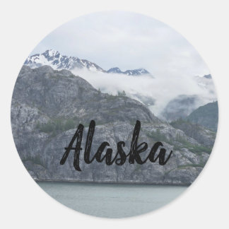 Adesivo Redondo Alaska Rocky Stone Mountain Ocean View