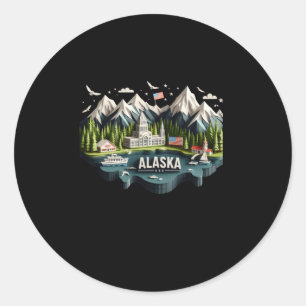 Adesivo Redondo Alaska State In Usa Sticker