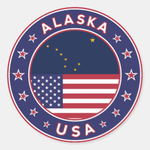 Adesivo Redondo Alaska, USA States, Alaska t-shirt, Alaska sticker
