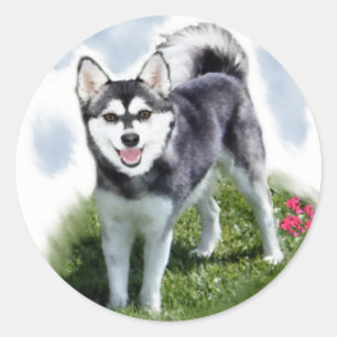 Adesivo Redondo Alaskan Klee Kai Art