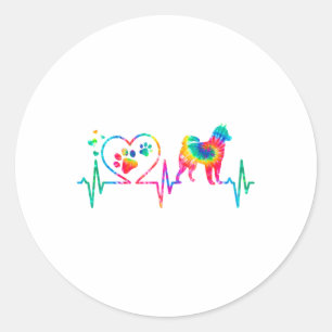 Adesivo Redondo Alaskan Klee Kai Mãe Pai Pulsação Tie Dog Gif