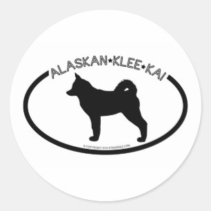 Adesivo Redondo Alaskan Klee Kai Silhouette Black Sticker