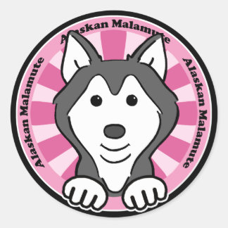 Adesivo Redondo Alaskan Malamute