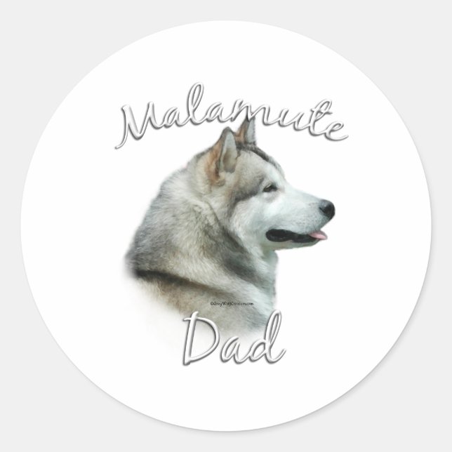 Adesivo Redondo Alaskan Malamute Pai 2 (Frente)