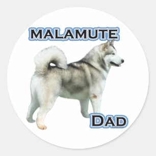 Adesivo Redondo Alaskan Malamute Pai 4 - Sticker