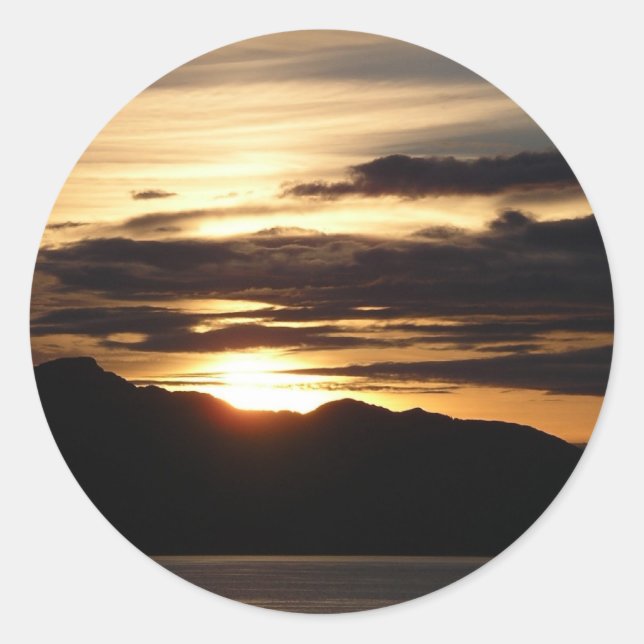 Adesivo Redondo Alaskan Sunset III Linda Fotografia do Alasca (Frente)