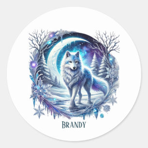 Adesivo Redondo Alavancos de lobo-bonito personalizáveis