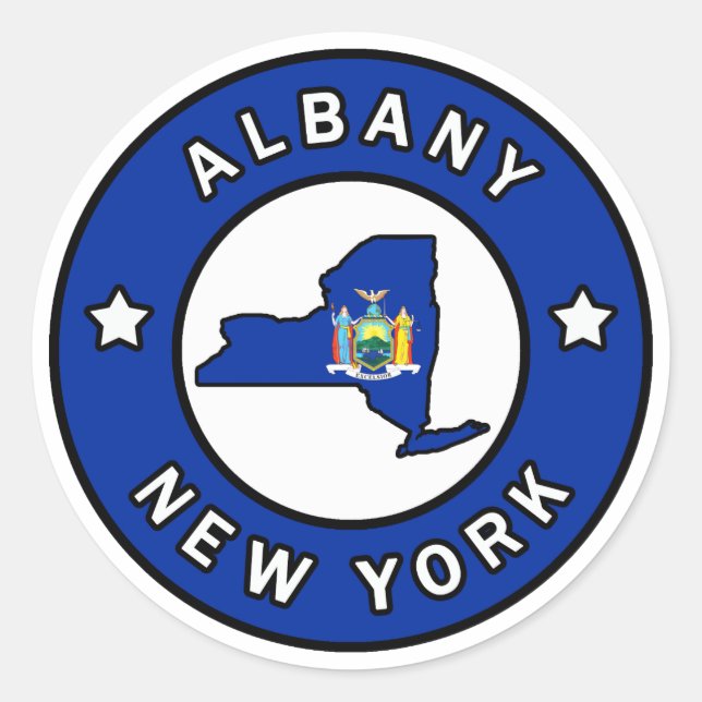 Adesivo Redondo Albany New York (Frente)