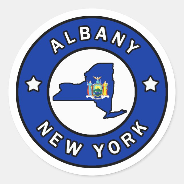 Adesivo Redondo Albany New York (Frente)