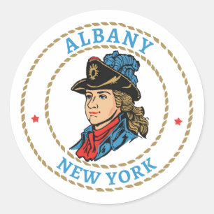 Adesivo Redondo Albany New York Colonial