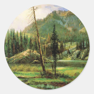 Adesivo Redondo Albert Bierstadt - Montanhas de Sierra Nevada,