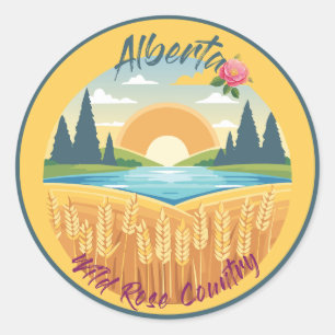 Adesivo Redondo Alberta: País Rosa selvagem