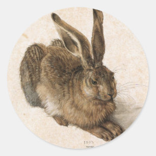 Adesivo Redondo Albrecht Dürer - Junger Hase (lebre nova), 1502