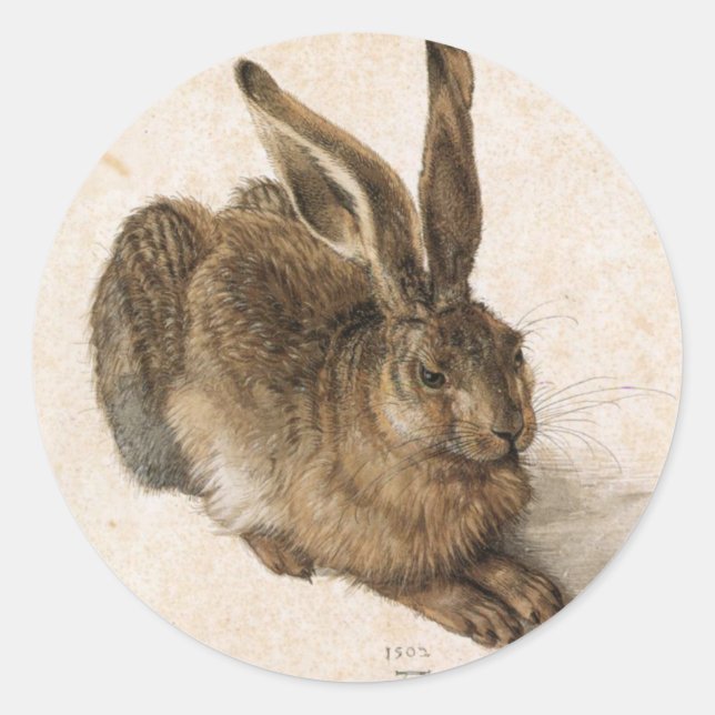 Adesivo Redondo Albrecht Dürer - Junger Hase (Young Hare), 1502 (Frente)