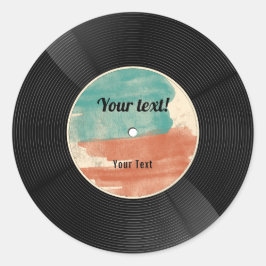 Adesivo Redondo Álbum de Música Retro Vinyl Record
