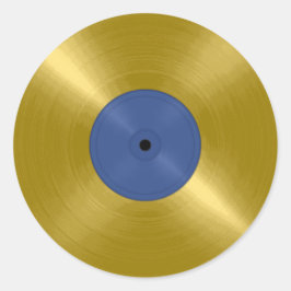 Adesivo Redondo Álbum Dourado do Vinyl Record