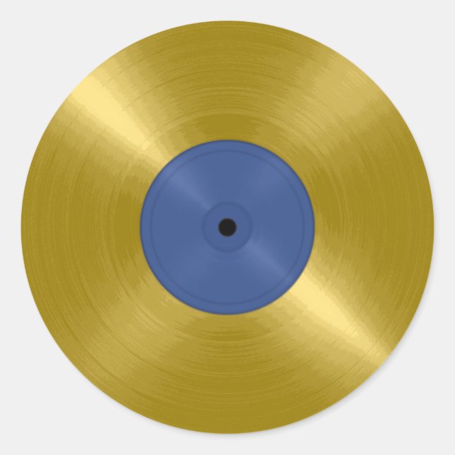 Adesivo Redondo Álbum Dourado do Vinyl Record (Frente)