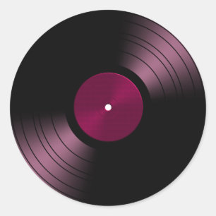 Adesivo Redondo Álbum gravado de vinil no rosa