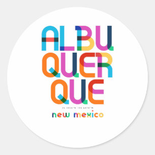 Adesivo Redondo Albuquerque Novo México Meio século, Arte Pop,