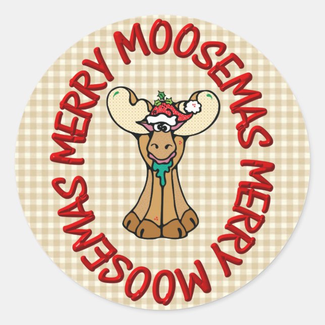 Adesivo Redondo alce de moosemas de feliz (Frente)