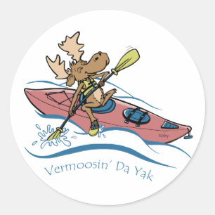 Adesivo Redondo Alces Kayaking de Vermont dos iaques de Vermoosin