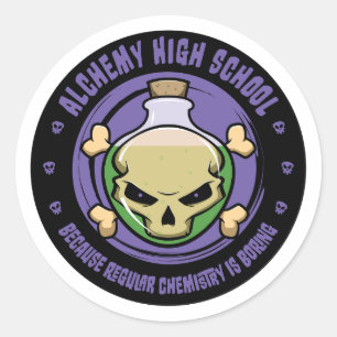 Adesivo Redondo Alchemy Segundo grau Funny Chemistry Sticker