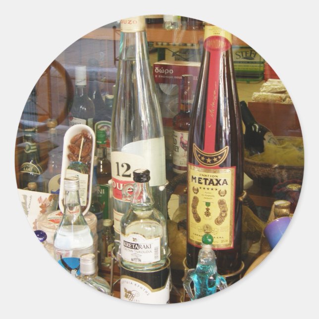 Adesivo Redondo Álcool Ouzo e metaxa (Frente)