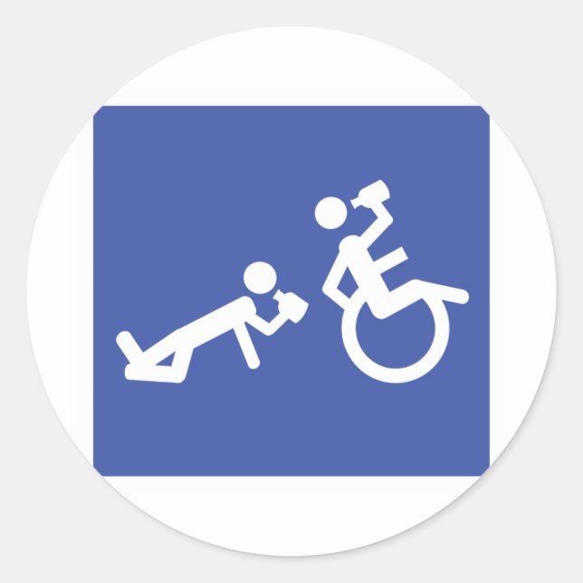 Adesivo Redondo alcoólatra para cadeiras de rodas (Frente)