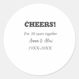 Adesivo Redondo Alegra-se a 30 anos juntos, aniversários, adicione