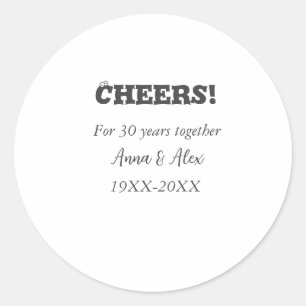 Adesivo Redondo Alegra-se a 30 anos juntos, aniversários, adicione