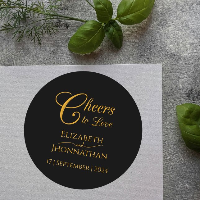 Adesivo Redondo Alegria ao Mínimo Casamento Preto e Dourado (Criador carregado)