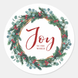 Adesivo Redondo Alegria ao Natal do Mundo Evergreen Wreath