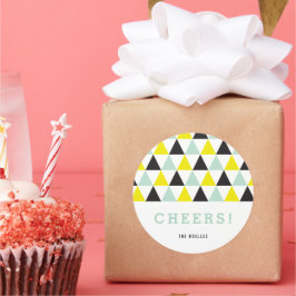 Adesivo Redondo Alegria de Ano Novo Colorido Mod Geométrico Feriad