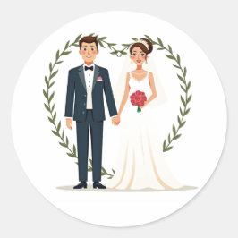 Adesivo Redondo Alegria de Dia de Casamento