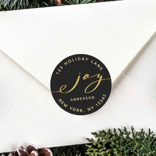 Adesivo Redondo Alegria Elegante Endereço de Regresso de Natal Pr