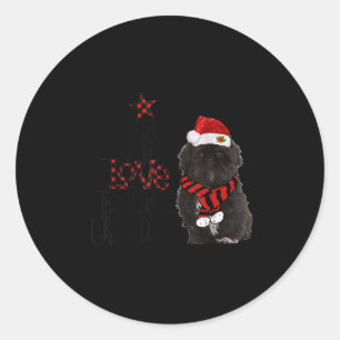 Adesivo Redondo Alegria Esperança Amor Paz Natal Shih Tzus Pretos