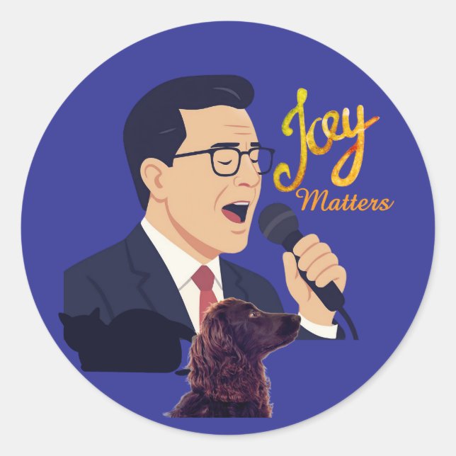 Adesivo Redondo Alegria Importa Stephen Colbert Cantando Com Benny (Frente)