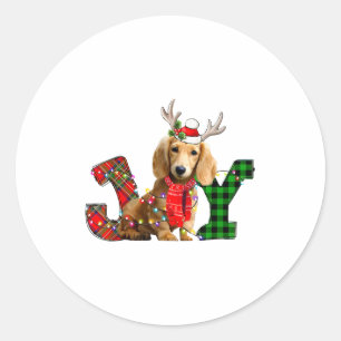 Adesivo Redondo Alegria Luzes de Natal Cachorro Dachshund de Cabel