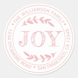 Adesivo Redondo Alegria Moderna de Natal Rústico Endereço de Devol