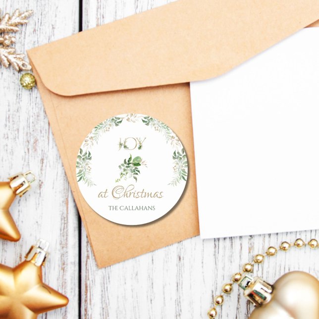 Adesivo Redondo Alegria Nas Folhas Tropicais De Palma De Natal (Criador carregado)